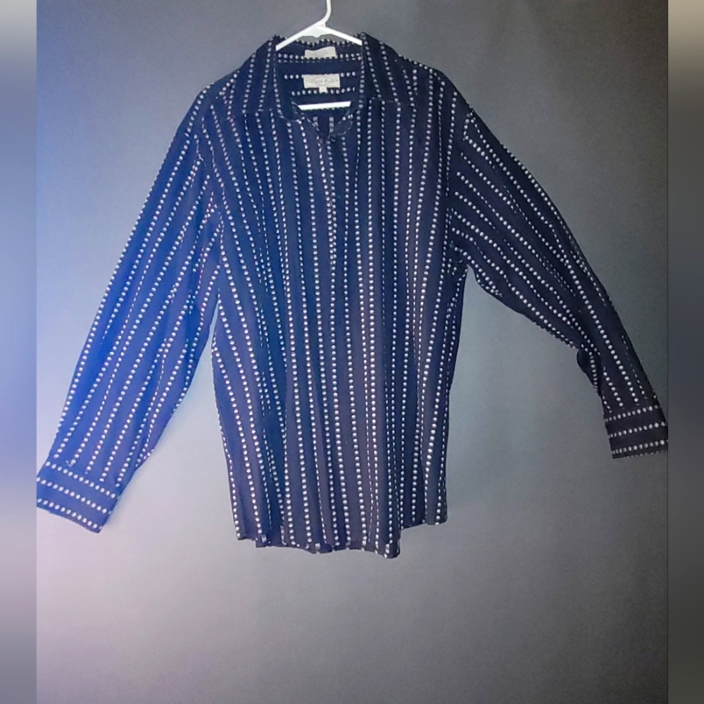 Eighty eight mens dress shirt 100% cotton black with grey dots XL